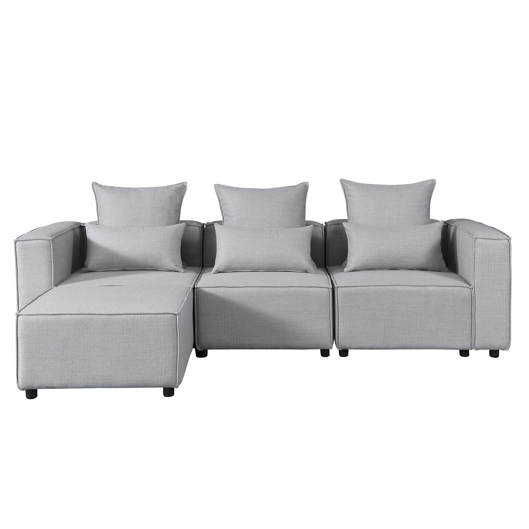 BIOEVER Modular Sectional Sofa,Convertible L Shaped 3 Seater Sofa with Removable Ottoman,Oversized Sectional Couches for Living Room,Modular Sectionals with Chaise,Corner Couch(Gray)