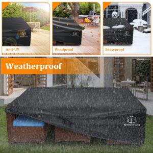 STARTWO Patio Furniture Covers Waterproof, Anti-UV Tear-Resistant Heavy Duty 7-12 Seats Outdoor Furniture Cover for Sectional Sofa, Patio Table Cover, 128" Lx83 Wx28 H, Black