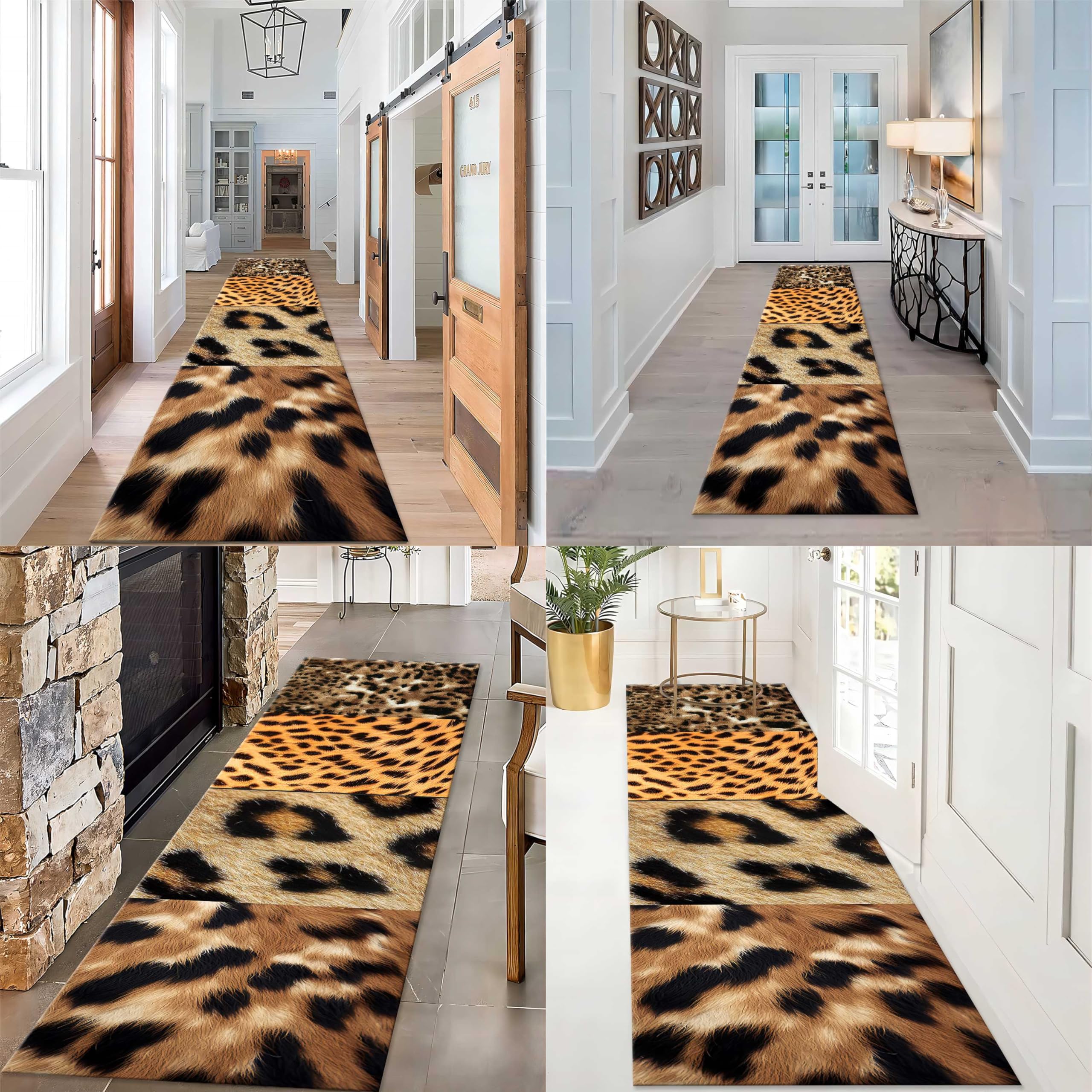 RUGROOM Wildlife Rugs Tiger Spot Iguana Cheetah Print Soft Non-Slip Washable Floor Mat Brown Hallway Rug Hunter Lover Decorations for Living Room Dining Room Hallway Entrance Rugs 2X4ft