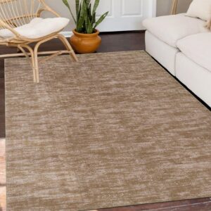 garveehome washable rug 5x7 modern solid area rug indoor non slip throw floor cover contemporary rug boho accent area rug farmhouse low pile rug carpet for living room bedroom, taupe