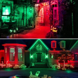 Nouscan PAR38 Red Green LED Lights for Outside [Christmas Combo], 150W Flood Light Bulbs Equivalent, 15W 1200LM, Colored Outdoor Flood Light Bulb, E26 Base Not-dim for Christmas, Halloween, 2 Pack