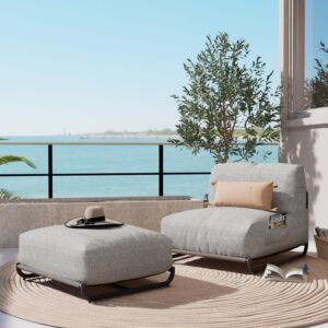 grand patio 3ft bean bag chair with ottoman, oversized cloud memory foam furniture beanbag with e-coated steel frame olefin removable cover for outdoor & indoor (40"/grey)