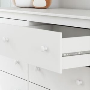 Signature Design by Ashley Hallityn Coastal 6-Drawer Dresser with Safety Stop and Scalloped Design, White