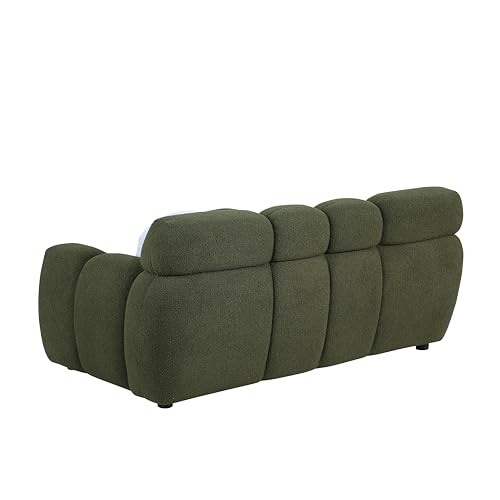 ERYE Modern Living Room Deep Seat Loveseat Overstuffed Memory Foam Cloud Love Sofa Comfy Sherpa Boucle 2 Seater Couch with 2 Pillows for Home,Office,Apartment,Company and Lobby, 65", Olive Green