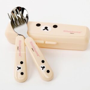 Cute Bear Designed Fork and Spoon Flatware Set with Case (Ivory)