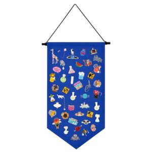 kunyeah wall hanging brooch organizer storage case colorful canvas pin board stand enamel pin badge hanging holder display banner earrings collection holder - pins no included (blue)