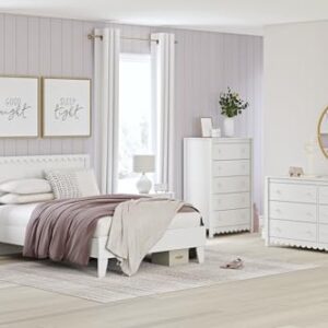 Signature Design by Ashley Hallityn Coastal 6-Drawer Dresser with Safety Stop and Scalloped Design, White