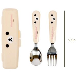 Cute Bear Designed Fork and Spoon Flatware Set with Case (Ivory)