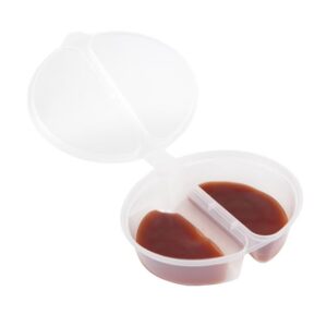 CEAJUSIOT Double Condiment Containers with Lids,Double Compartment Condiment Containers 2 Compartment Condiment Salad containers Travel (10)