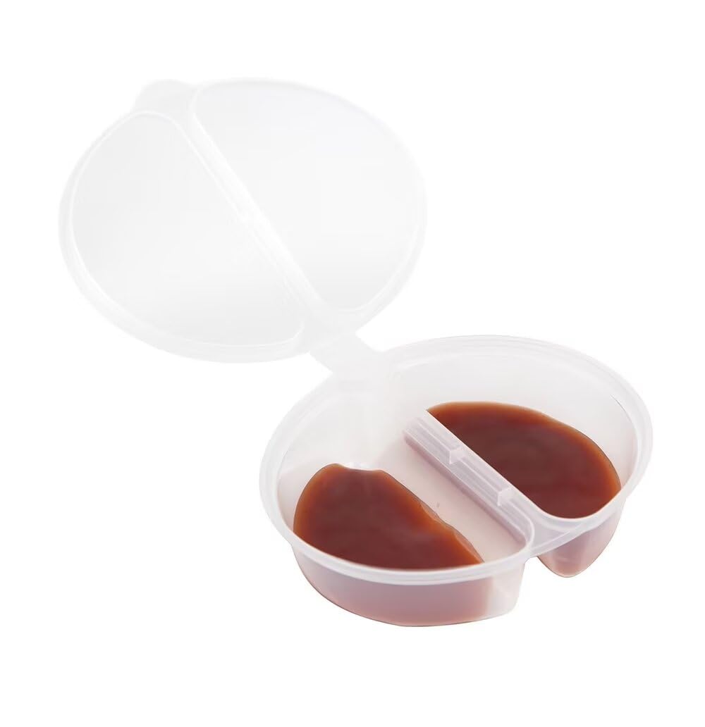 CEAJUSIOT Double Condiment Containers with Lids,Double Compartment Condiment Containers 2 Compartment Condiment Salad containers Travel (10)