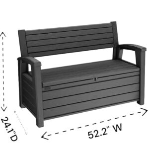 Generic Hudson Stylish and Plastic Outdoor Storage Bench, Perfect for organizing Garden Tools and Accessories While Providing Extra 2 Seating in Graphite Gray