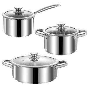 sheumnt stainless steel pots and pans set, 6 pcs nonstick induction kitchen cookware set, works with induction/electric and gas cooktops, nonstick, oven safe, camping cookware