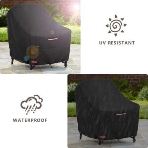 CVFERQE Swivel Patio Chair Cover Waterproof 2 Pack(30W*34D*38.5H Inch ),Patio Swivel Chair Covers for Outdoor Furniture,Rocking Chair Covers Waterproof,Black