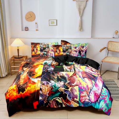 Klekyes Anime Character Collection Duvet Cover Set,Anime Character Collection Bedding Set Soft Cool Quilt Cover Twin Full Queen Size for Boys Teens (Color 7, Twin)