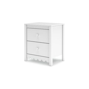 Signature Design by Ashley Hallityn Minimalist 2 Drawer Nightstand for Bedroom, 24.37" Tall, White