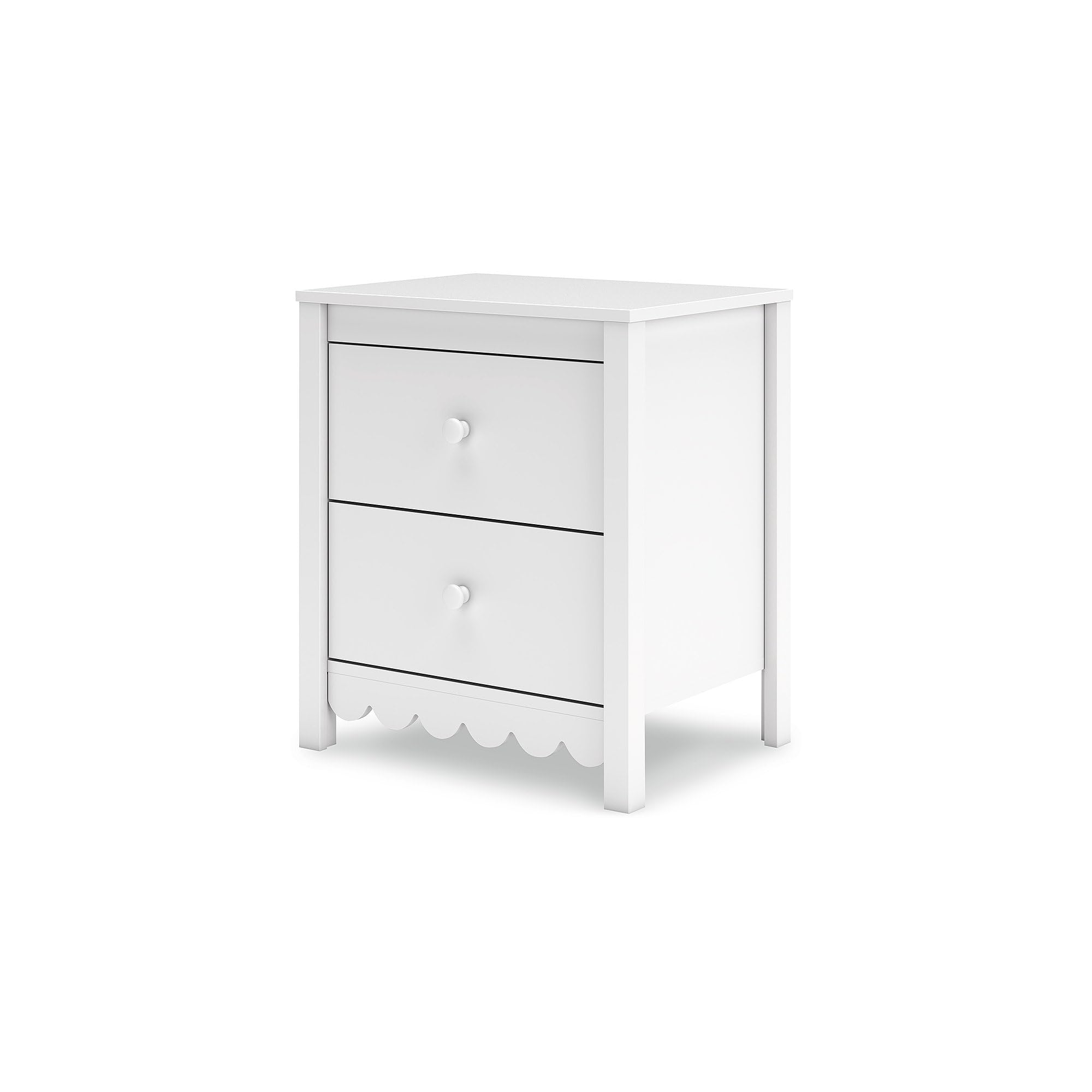 Signature Design by Ashley Hallityn Minimalist 2 Drawer Nightstand for Bedroom, 24.37" Tall, White