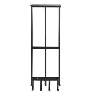 QWORK Camping Chair Wall Storage Rack - Stainless Steel Garage Organizer with Floating Shelf and 4 Hooks, Black