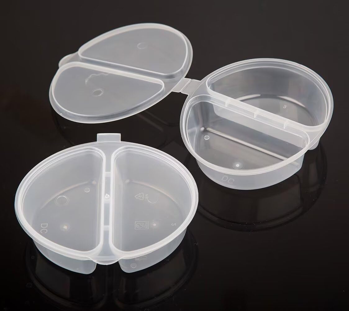 CEAJUSIOT Double Condiment Containers with Lids,Double Compartment Condiment Containers 2 Compartment Condiment Salad containers Travel (10)