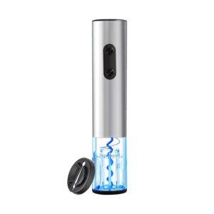 elmway electric wine opener, battery operated wine bottle opener with foil cutter, automatic bottle corkscrew opener for home bars (stainless steel, 4 x aa batteries not included)