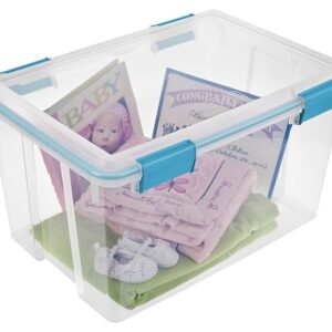 BHCHA 54 Quart Clear Gasket Box with Blue Latches & Gasket