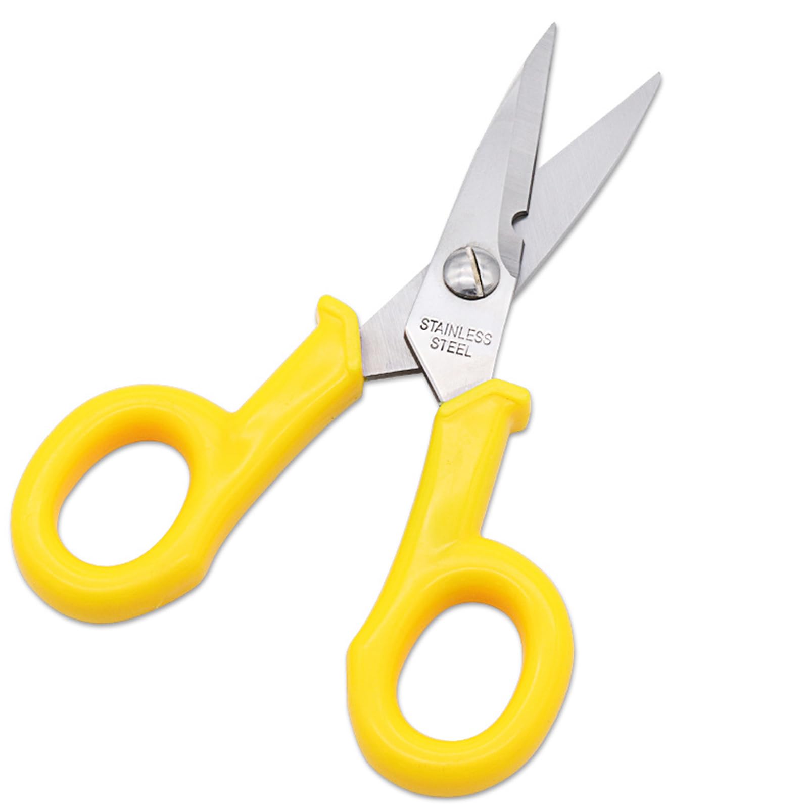 Electricians Scissors Fiber Optic Scissors, Electrician Scissors 5.5 inch, 3mm Thick 2Cr13 Stainless Steel, Heavy-Duty Cable Cutters for Technicians, Electricians, Installers, Yellow (1)