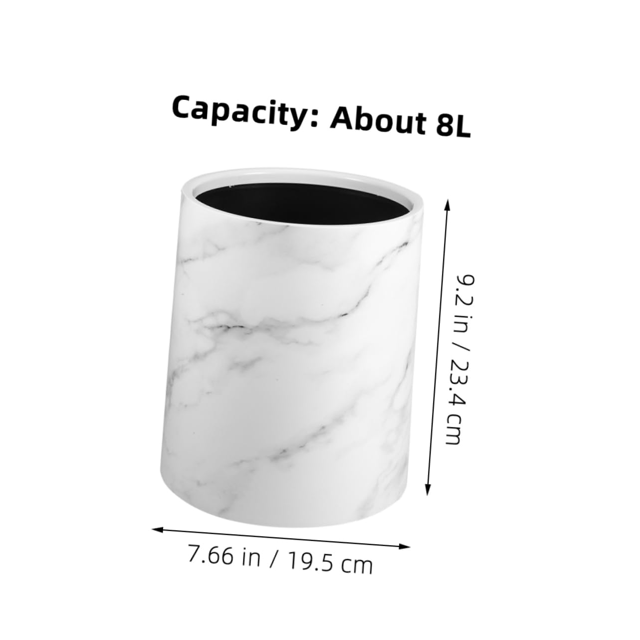 Ciieeo Garbage Can Marble Trash Can Bathroom Waste Container Living Room Trash Can Plastic Waste Bin Wastebasket Marble Bathroom Trash Can Waste Storage Bin Bathroom Garbage Container, White