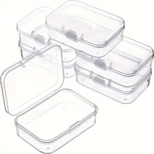 vanzbon clear plastic storage box, beads container with hinged lid hardware supplies (6pcs,8.5 * 6.*2.5cm)