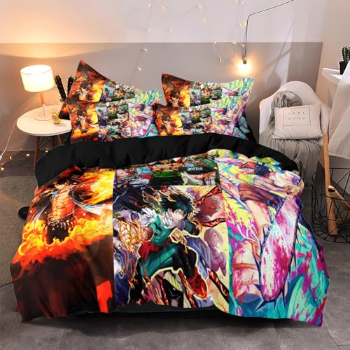 Klekyes Anime Character Collection Duvet Cover Set,Anime Character Collection Bedding Set Soft Cool Quilt Cover Twin Full Queen Size for Boys Teens (Color 7, Twin)