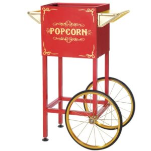 popcorn cart - vintage replacement stand for 4 to 8-ounce poppers with shelf, push handle, and bicycle-style wheels by great northern popcorn (red)