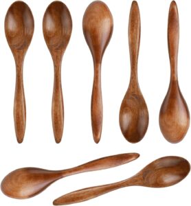 ckkapture 7 pcs small wooden spoons of 5.71 inch - honey spoon for tea, eating spoons & mini serving for coffee, tea jar, condiment