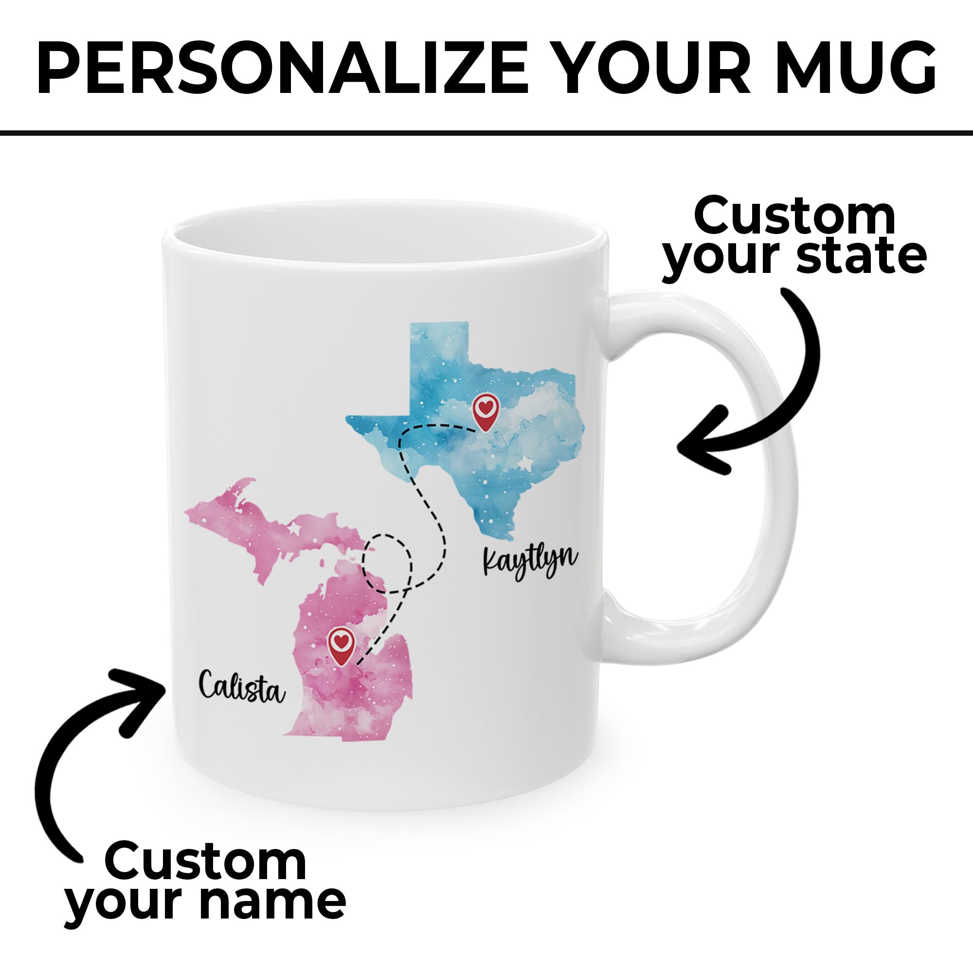 Personalized I Wish You Lived Next Door Mug with Name and City State, Customized Best Friend Coffee Mug for Besties Women, Long Distance Relationships Coffee Mugs Gifts for Friends Who Live Far Away