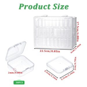 WLLHYF Bead Storage Containers 30Pcs Small Bead Organizer Box and 1 Pcs Large Clear Plastic Beads Storage Containers Boxes with Hinged Lid for Bracelet Making DIY Craft Nail Decor