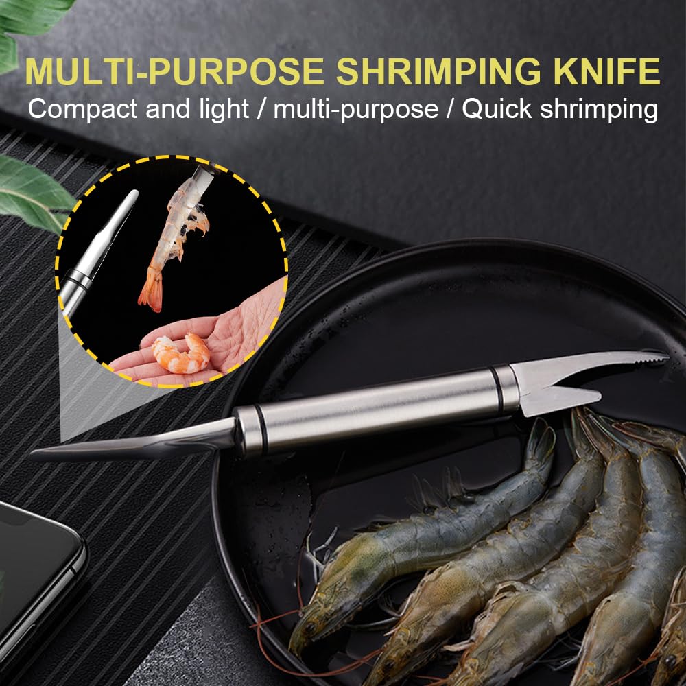 5 in 1 Multifunctional Shrimp Line Fish Maw Knife, 2024 Shrimp Deveiner Tool Prawn Shrimp Peeler Maw Knife, Stainless Steel Cleaning Tools for Fish Prawn Seafood Peeler Cleaner Shrimp Knife (6)