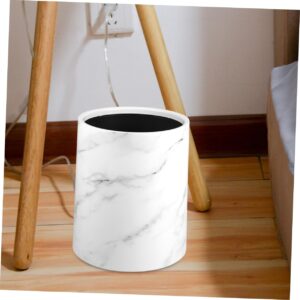 Ciieeo Garbage Can Marble Trash Can Bathroom Waste Container Living Room Trash Can Plastic Waste Bin Wastebasket Marble Bathroom Trash Can Waste Storage Bin Bathroom Garbage Container, White