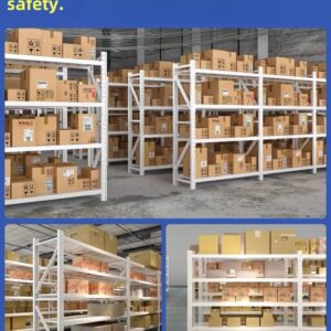 3500LBS Industrial Garage Shelving 4 Tier Heavy Duty Storage Shelves Ccommercial Shelving Adjustable Metal Shelves for Garage/Warehouse 4 Feet Tall Industrial Metal Shelving White,48"W x 18"D x 48"H