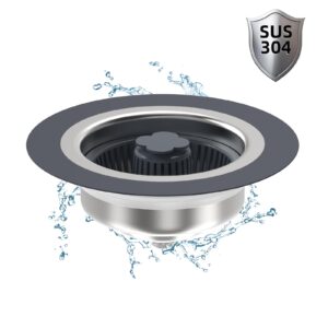 upgraded 3 in 1 kitchen sink drain strainer & stopper kit, sus304 stainless steel pop-up kitchen drain stopper with strainer basket, fast drainage kitchen sink plug for standard 3-1/2 inch drain