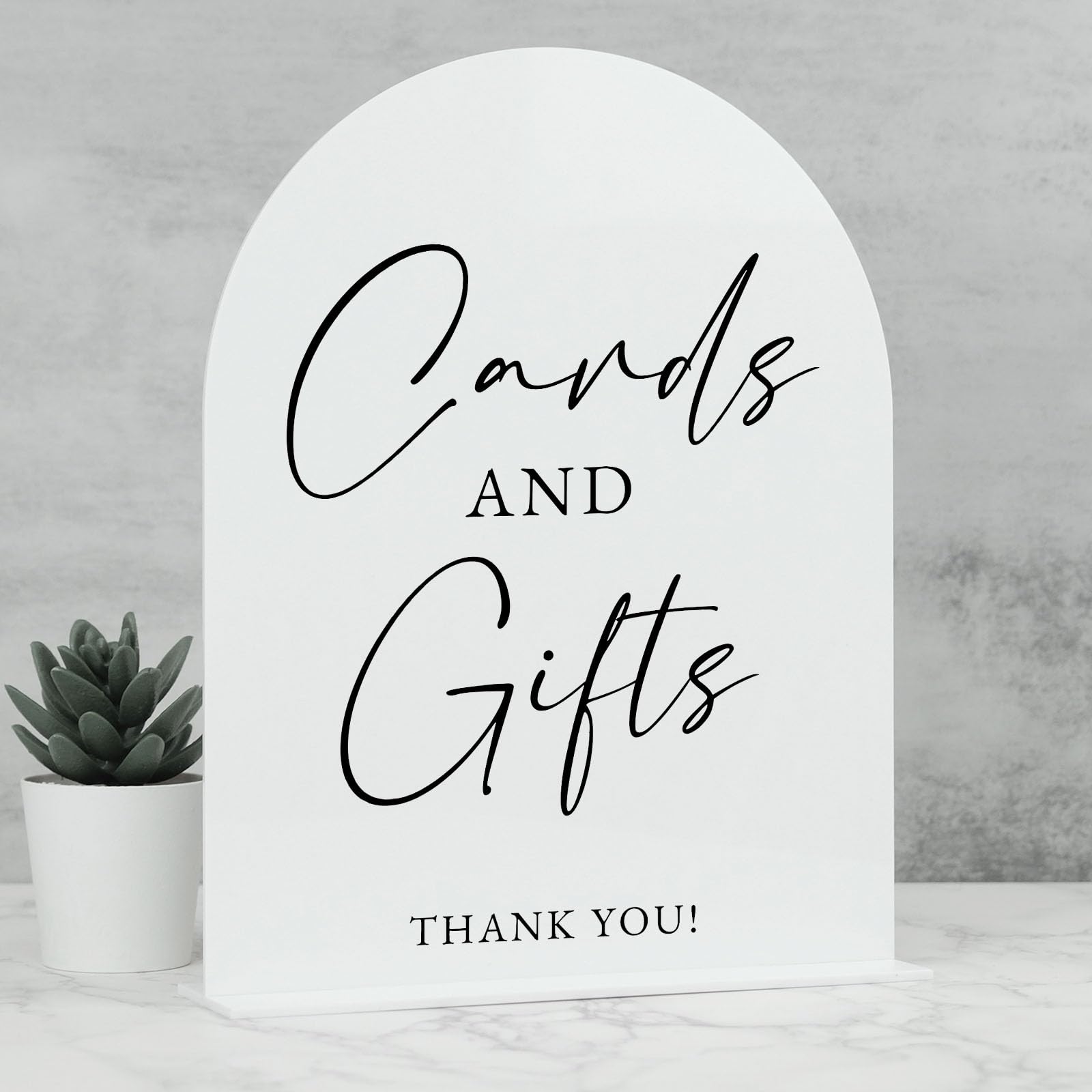 White Arch Acrylic Wedding Sign- 8"x10" Acrylic Cards and Gifts Sign and Base,1/8" Thick | Modern Calligraphy Arched Acrylic Table Sign for Wedding & Event Party (Cards and Gifts Sign, 8"x10")