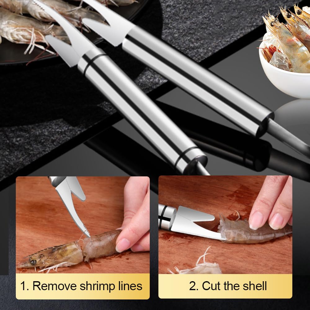 5 in 1 Multifunctional Shrimp Line Fish Maw Knife, 2024 Shrimp Deveiner Tool Prawn Shrimp Peeler Maw Knife, Stainless Steel Cleaning Tools for Fish Prawn Seafood Peeler Cleaner Shrimp Knife (6)