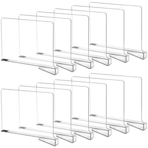 qwork clear acrylic shelf dividers for closets (12 pack) – 8" x 12", shelf dividers, purses separators