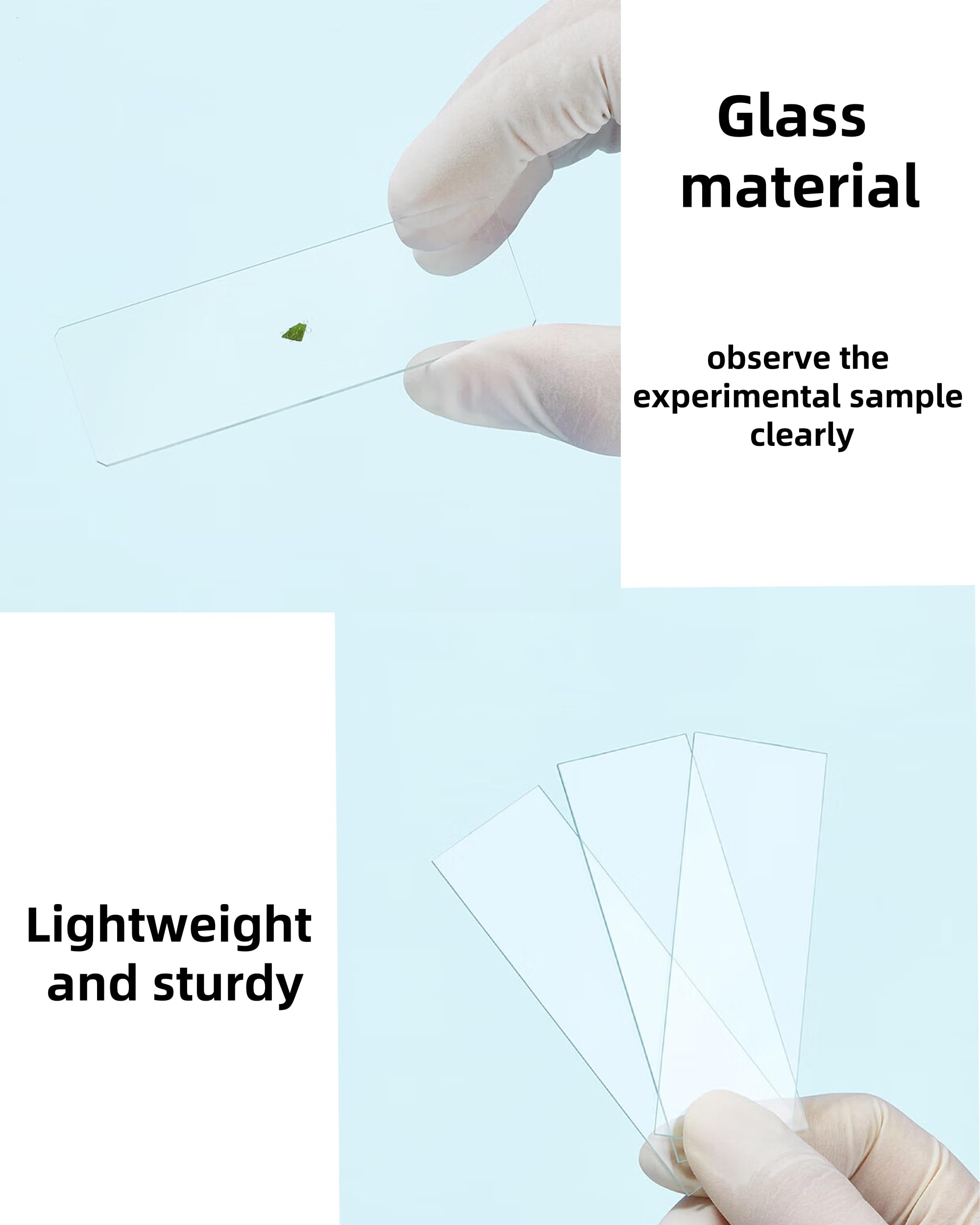 Blank Microscope Slides and Coverslips, 50Pcs Pre-Cleaned Blank Microscope Slides and 200Pcs 18mm Coverslips, for Microscopy Experiments and Analysis, Microscope Accessories. (A)