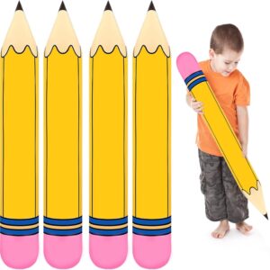 4 Pcs Giant Large Inflatable Pencil Balloon Birthday Party Back To School Graduation Favor Blow Up Balloon Hanging Classroom Decoration for Classroom Garden Room Birthday Party Decorations