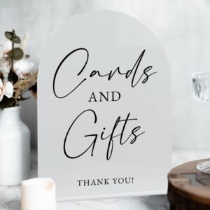 White Arch Acrylic Wedding Sign- 8"x10" Acrylic Cards and Gifts Sign and Base,1/8" Thick | Modern Calligraphy Arched Acrylic Table Sign for Wedding & Event Party (Cards and Gifts Sign, 8"x10")