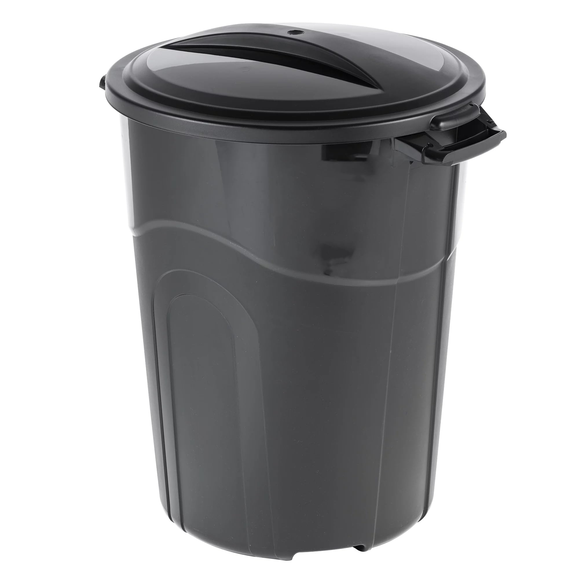 BHCHA 32 Gallon Heavy Duty Plastic Garbage Can, Included Lid, Indoor/Outdoor, Black