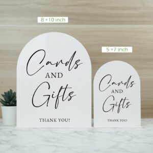 White Arch Acrylic Wedding Sign- 8"x10" Acrylic Cards and Gifts Sign and Base,1/8" Thick | Modern Calligraphy Arched Acrylic Table Sign for Wedding & Event Party (Cards and Gifts Sign, 8"x10")