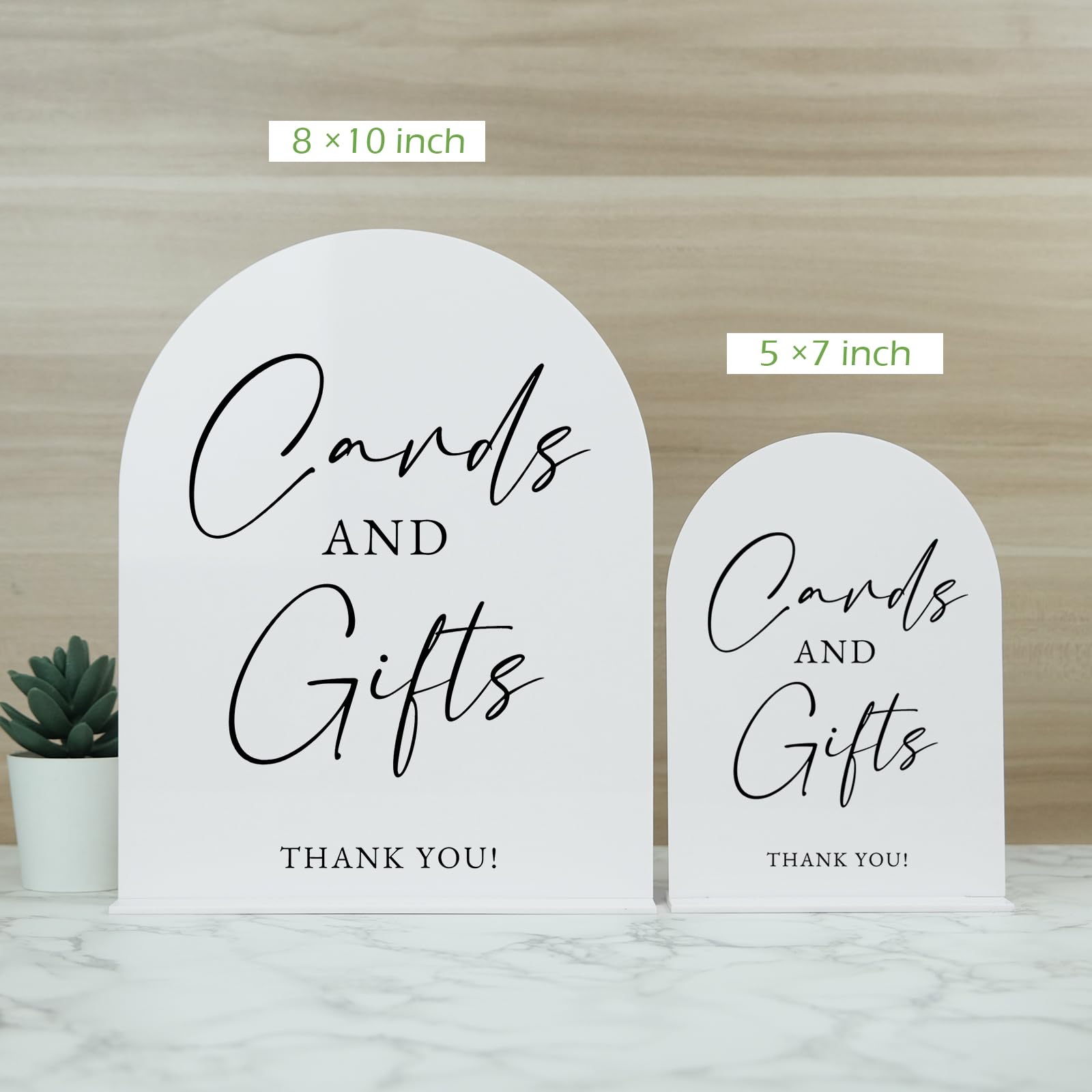 White Arch Acrylic Wedding Sign- 8"x10" Acrylic Cards and Gifts Sign and Base,1/8" Thick | Modern Calligraphy Arched Acrylic Table Sign for Wedding & Event Party (Cards and Gifts Sign, 8"x10")