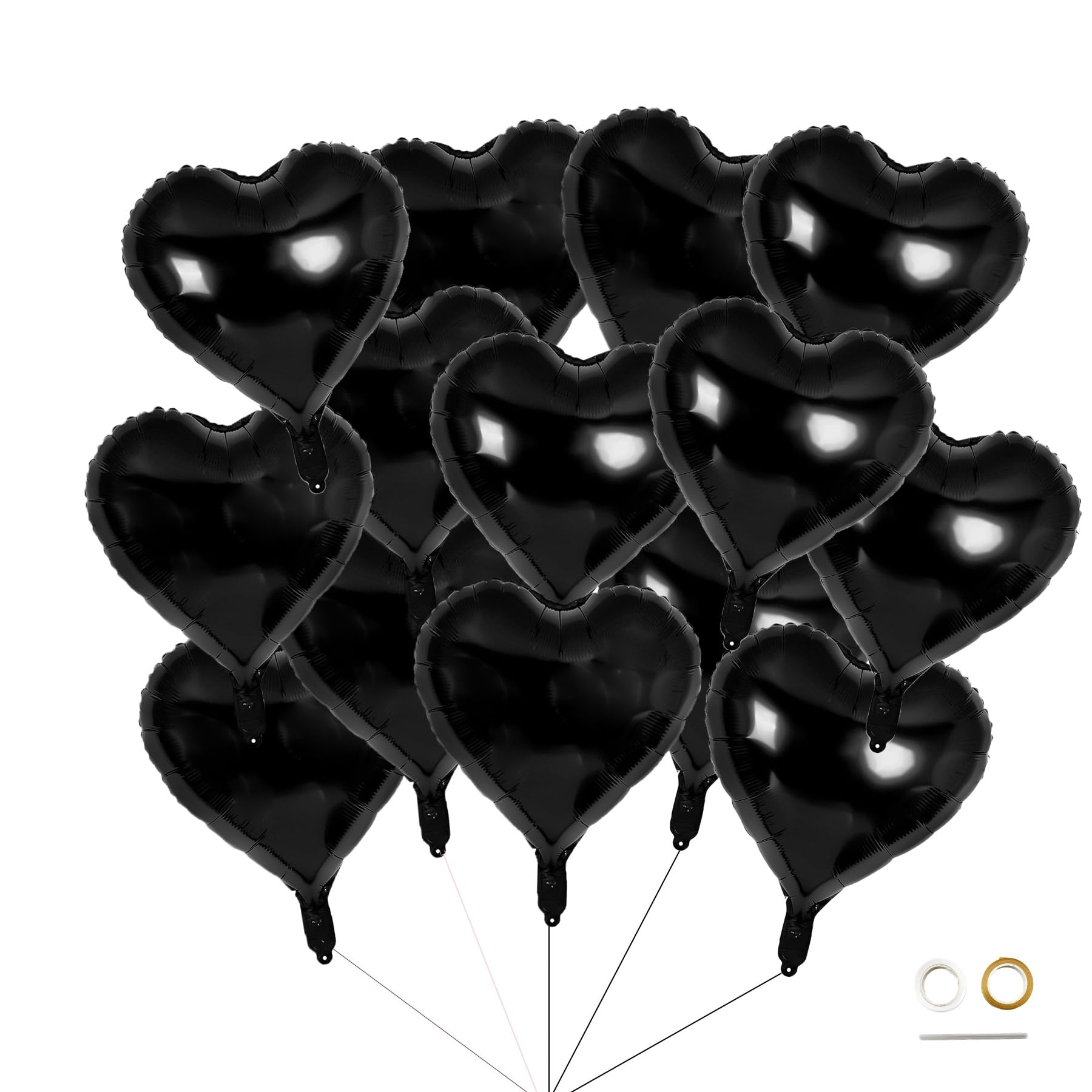 Xiuhusha Black Heart Balloons 20pcs 18Inch Heart Foil Mylar Balloons Black Balloons Black Party Decorations Love Balloons Heart Balloons for Valentine's Day Birthday Party Wedding Baby Shower