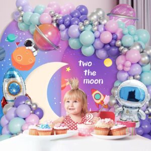 161pcs Space Balloons Arch Kit Outer Space Party Decorations with Space Astronaut Rocket Pink and Purple Balloons Space Themed Birthday Party Baby Shower Decorations