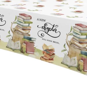 APOWBLS Storybook Baby Shower Decorations Tablecloth - A New Chapter Will Soon Begin Book Theme Party Supplies Table Cover, Library Reading Book Club Decoration Table Cloth - 3Pack (54in x 108in)