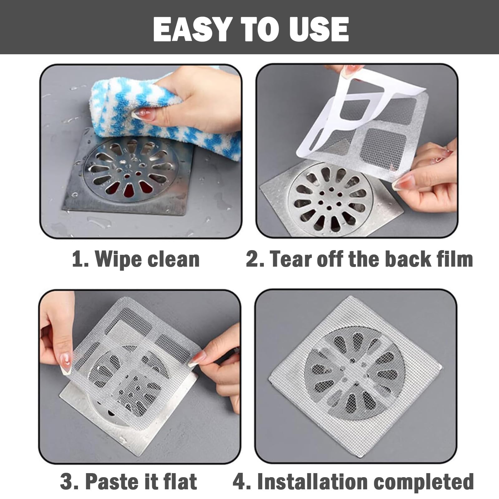 2024 New Disposable Floor Drain Sticker, 4" Disposable Shower Drain Cover Hair Catcher, Sewer Hair Blocking Sticker Hair Strainer for Bathroom Laundry Bathtub Kitchen (20)