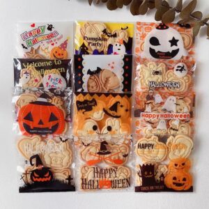 starandbee 200pcs halloween treat bags self adhesive candy bag halloween cellophane cookie bags halloween goody bags snacks gift bags for kids halloween candy party favors